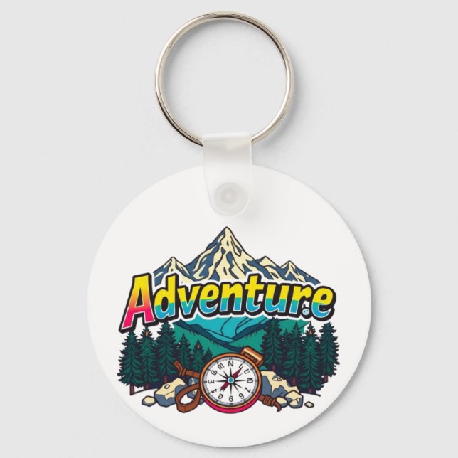 Adventure Mountain – Outdoor Hiking Nature Design  Schlüsselanhänger (Vorderseite)