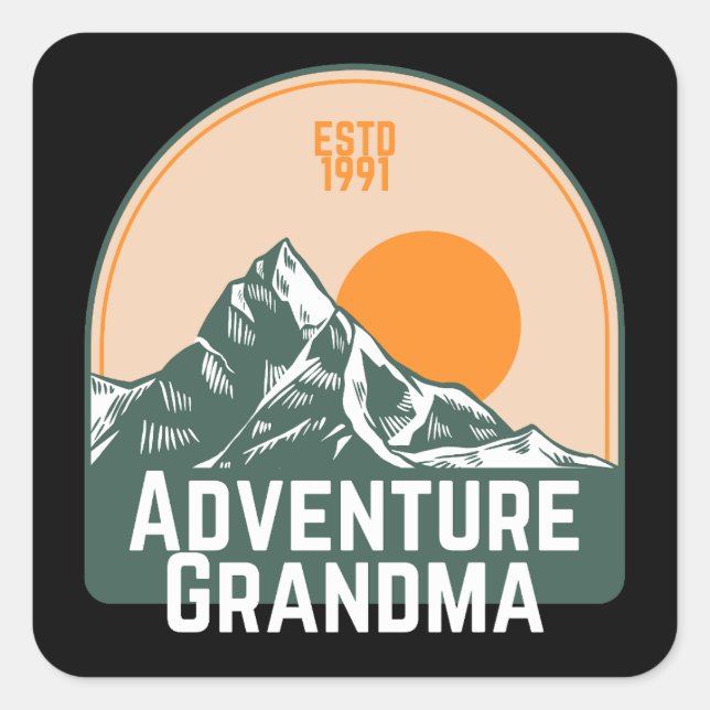 Adventure Oma Quadratischer Aufkleber (Vorderseite)
