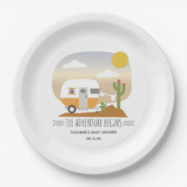 Adventure Orange Camper Clothesline Babydusche Pappteller