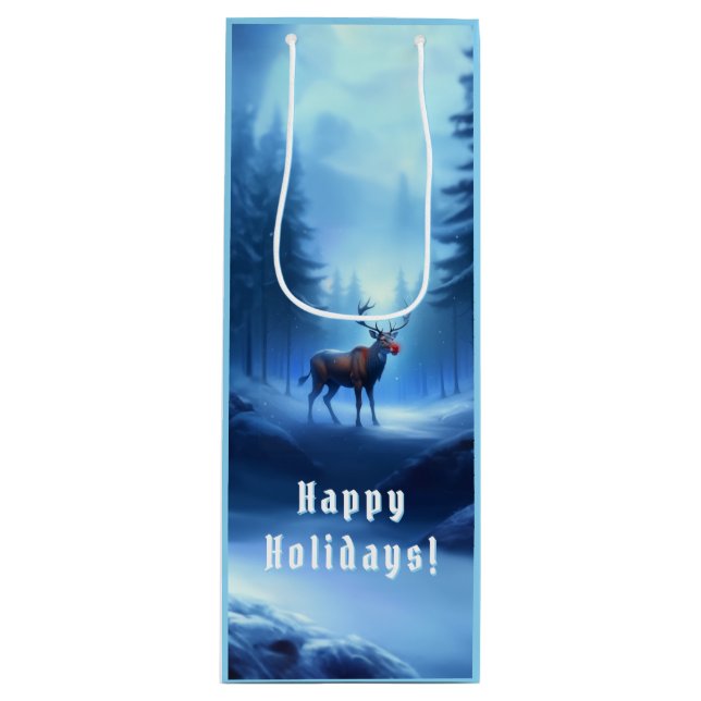 Adventure Park Rentier Winter Wonderland Geschenktüte Für Weinflaschen (Vorderseite)