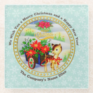 Adventure Park Vintage Weihnachten Rentier & Blume Glasuntersetzer