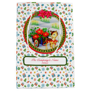Adventure Park Vintage Weihnachten Rentier & Blume Mittlere Geschenktüte