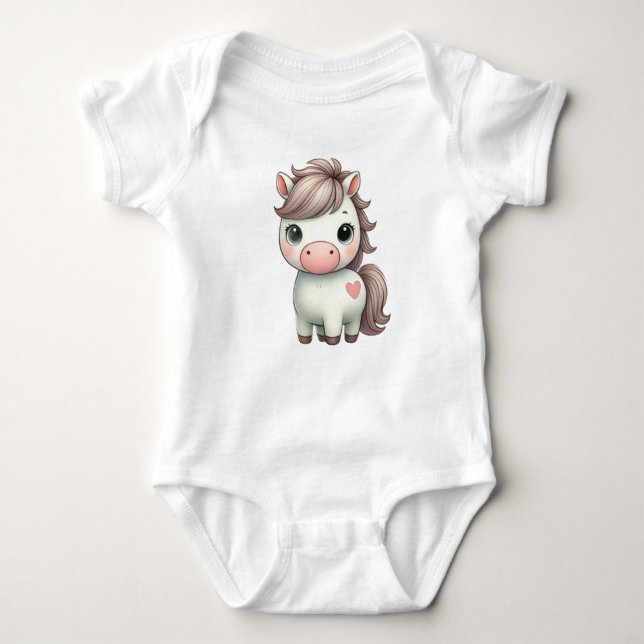 Adventure Pony mit Heart Baby Bodysuit Strampler (Vorderseite)
