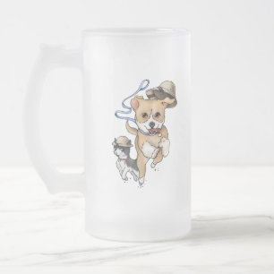 Adventure Pup and Kitty Mattglas Bierglas