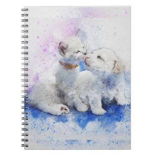 Adventure Puppy and Kitten Kiss Paint Spritzer Hin Notizblock