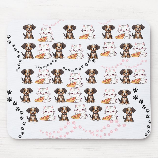 Adventure Puppy and Kitten mit Pizza Mousepad (Vorne)