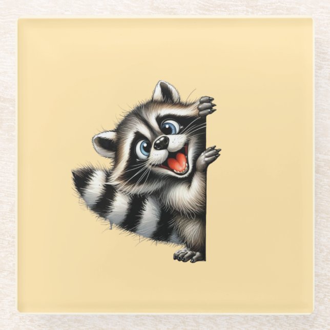 Adventure Raccoon Weihnachten Flüchtige Blick - Ni Glasuntersetzer (Vorderseite)