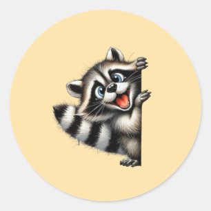 Adventure Raccoon Weihnachten Flüchtige Blick - Ni Runder Aufkleber