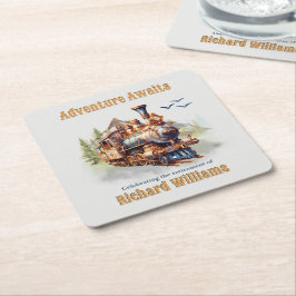 Adventure Retirement Vintage Train Mountains Rechteckiger Pappuntersetzer