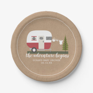 Adventure Retro Camper Trailer Neutral Baby Shoote Pappteller