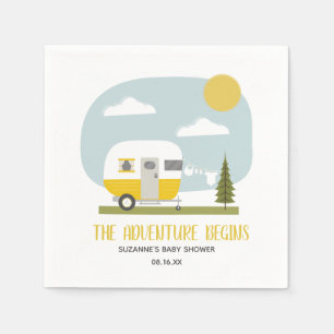 Adventure Retro Yellow Camper Neutral Baby Shower Serviette