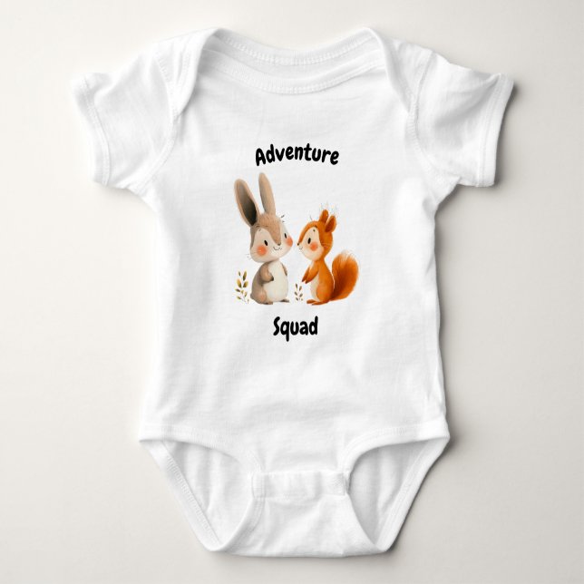 Adventure Squad Rabbit and Eichhörnchen - Niedlich Baby Strampler (Vorderseite)