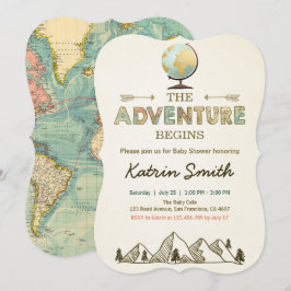 Adventure startet Baby Dusche Einladung Globe Kart