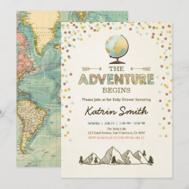 Adventure startet Baby Dusche Einladung Globe Kart
