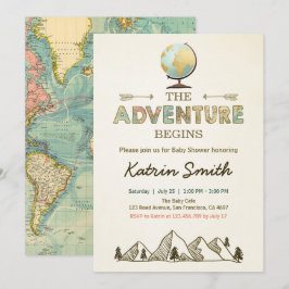 Adventure startet Baby Dusche Einladung Globe Kart
