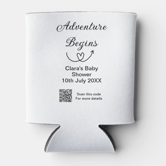 Adventure startet Baby Dusche Scan QR Dosenkühler (Vorderseite)