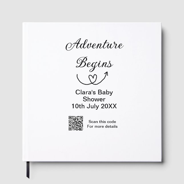 Adventure startet Baby Dusche Scan QR Gästebuch (Vorderseite)