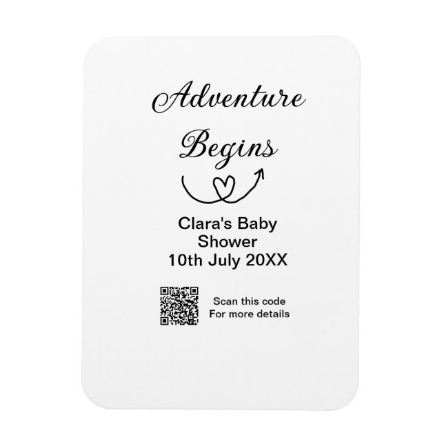 Adventure startet Baby Dusche Scan QR Magnet (Vertikal)