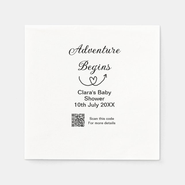 Adventure startet Baby Dusche Scan QR Serviette (Vorderseite)