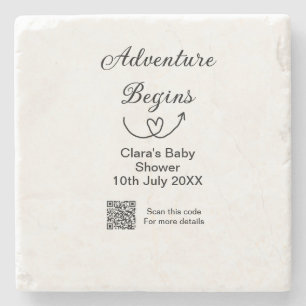 Adventure startet Baby Dusche Scan QR Steinuntersetzer