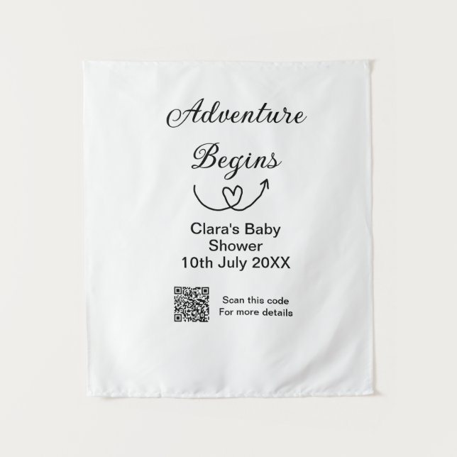 Adventure startet Baby Dusche Scan QR Wandteppich (Vorderseite)
