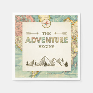 Adventure startet Paper Napkin World Map Travel Serviette