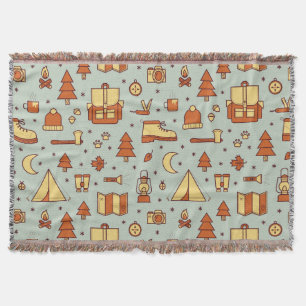 Adventure travel icons, seamless pattern. decke