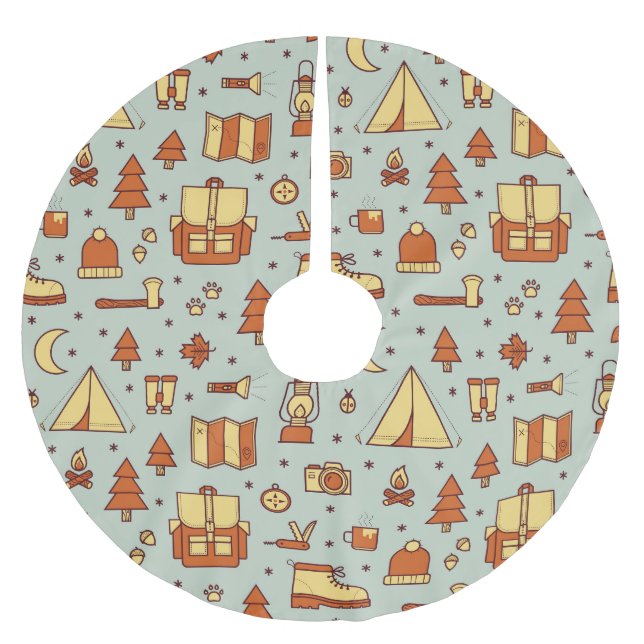 Adventure travel icons, seamless pattern. polyester weihnachtsbaumdecke (Vorderseite)