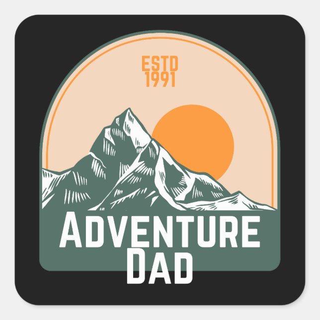 Adventure Vater Quadratischer Aufkleber (Vorderseite)
