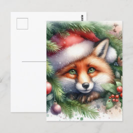 Adventure Watercolor Red Fox Weihnachten Postkarte