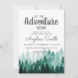 Adventure Watercolor Rustic Woodland Babydusche Einladung