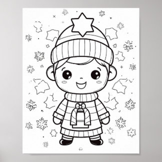Adventure Winter Christmas Coloring Poster