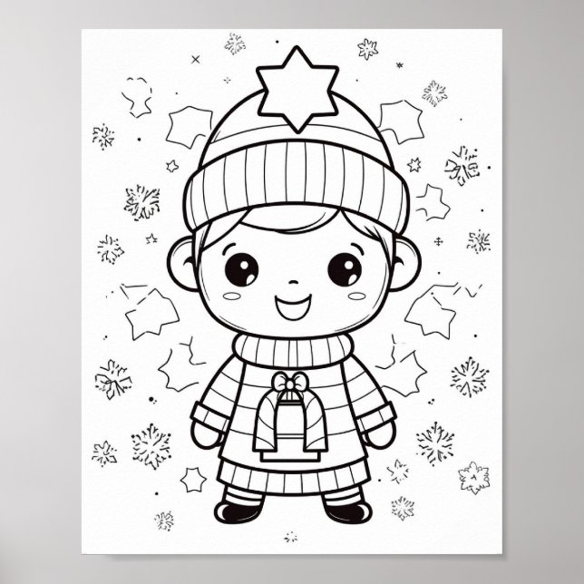 Adventure Winter Christmas Coloring Poster (Vorne)