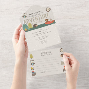 Adventure Woodland & Advice Neutral Baby Shower All In One Einladung