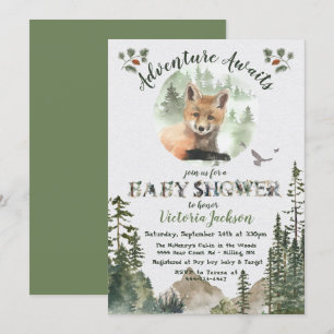 Adventure Woodland Baby Fox Wald Babydusche Einladung