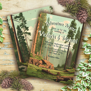 Adventure Woodland Forest Wedding Einladung