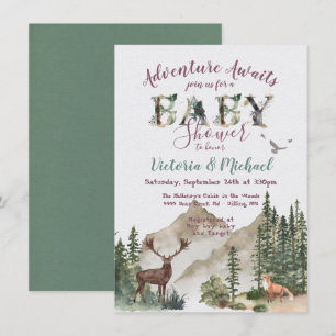 Adventure Woodland mountain forest Baby Shower Einladung