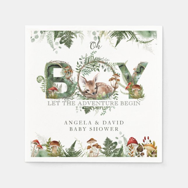 Adventure Woodland Mushroom Fern Baby Boy Dusche Serviette (Vorderseite)