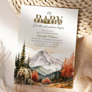 Adventure Woodland Oh Baby Mountain Bear Baby Einladung