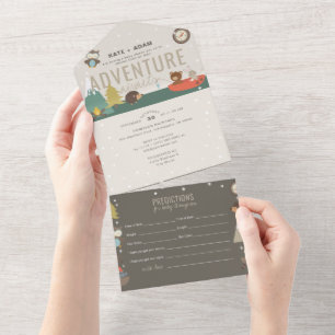 Adventure Woodland Predictions Neutral Baby Shower All In One Einladung
