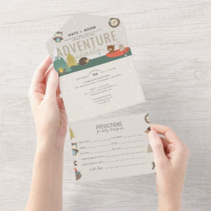 Adventure Woodland Predictions Neutral Baby Shower All In One Einladung