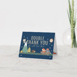 Adventure Woodland Twin Boys Babydusche Vielen Dan Dankeskarte