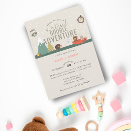 Adventure Woodland Twin Girls Virtual Baby Dusche Einladung