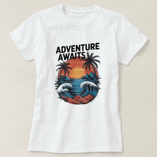 Adventures Await: Bold Exploration T-Shirt Design (Design vorne)