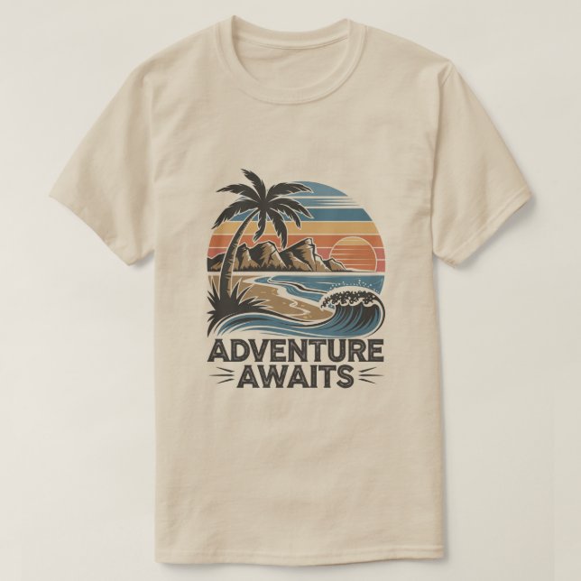 Adventures Await: Bold Exploration T-Shirt Design (Design vorne)