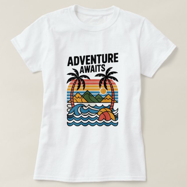 Adventures Await: Bold Exploration T-Shirt Design (Design vorne)
