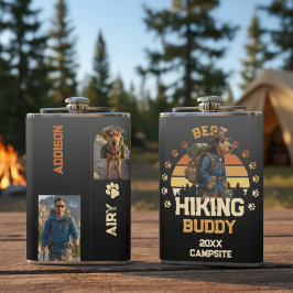 Adventurous Airedale Hiker Wilderness Explorer Flachmann