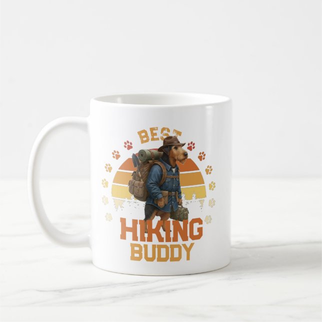 Adventurous Airedale Hiker Wilderness Explorer Kaffeetasse (Links)