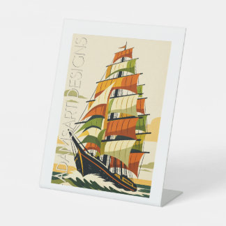 Adventurous Art Deco Sailing Ship Sockelschild