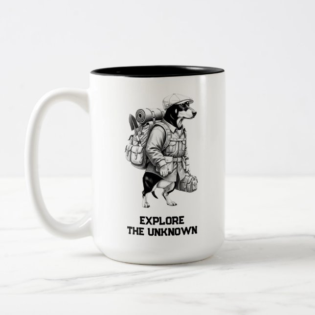 Adventurous Dachshund Hiker Home Is Where My Pack Zweifarbige Tasse (Links)